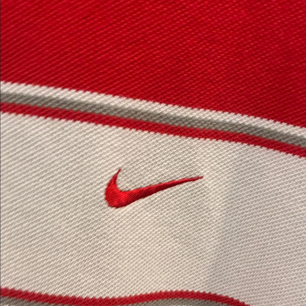 Nike Men's Red, White & Gray Striped Polo - Picture 3 of 3